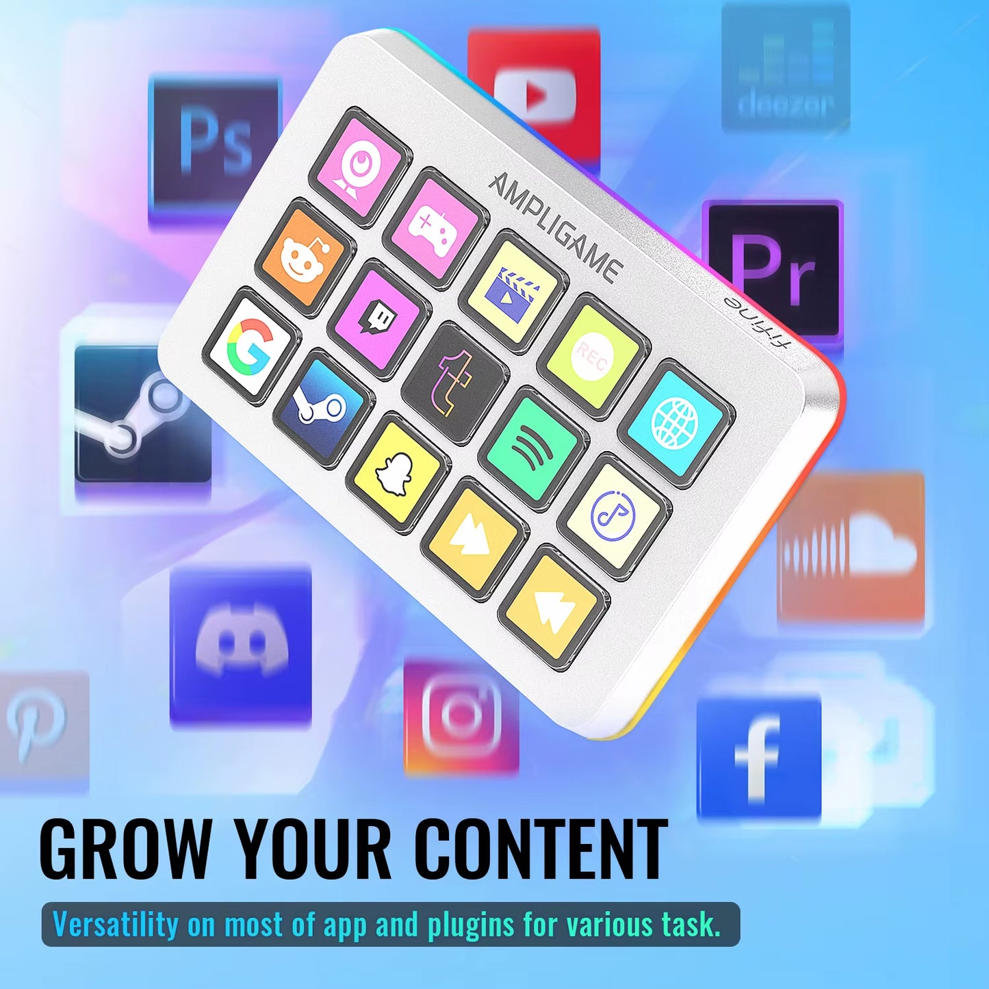 D6 Macro Stream Controller App-Triggered Actions with 15-Key Programmable Deck for Live Streaming, for Obs/Twitch/Youtube