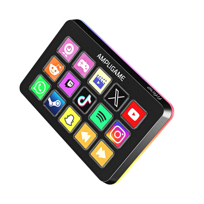 D6 Macro Stream Controller App-Triggered Actions with 15-Key Programmable Deck for Live Streaming, for Obs/Twitch/Youtube