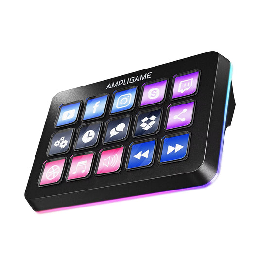 Stream Controller with 15 Macro Keys,Streaming Deck with Trigger Actions in App Software Obs/Twitch/Youtube,For Mac&Pc-D6